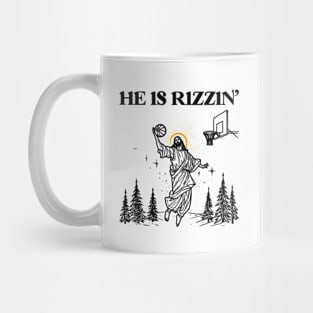 He is Risen Funny Easter of Jesus Playing Basketball Mug